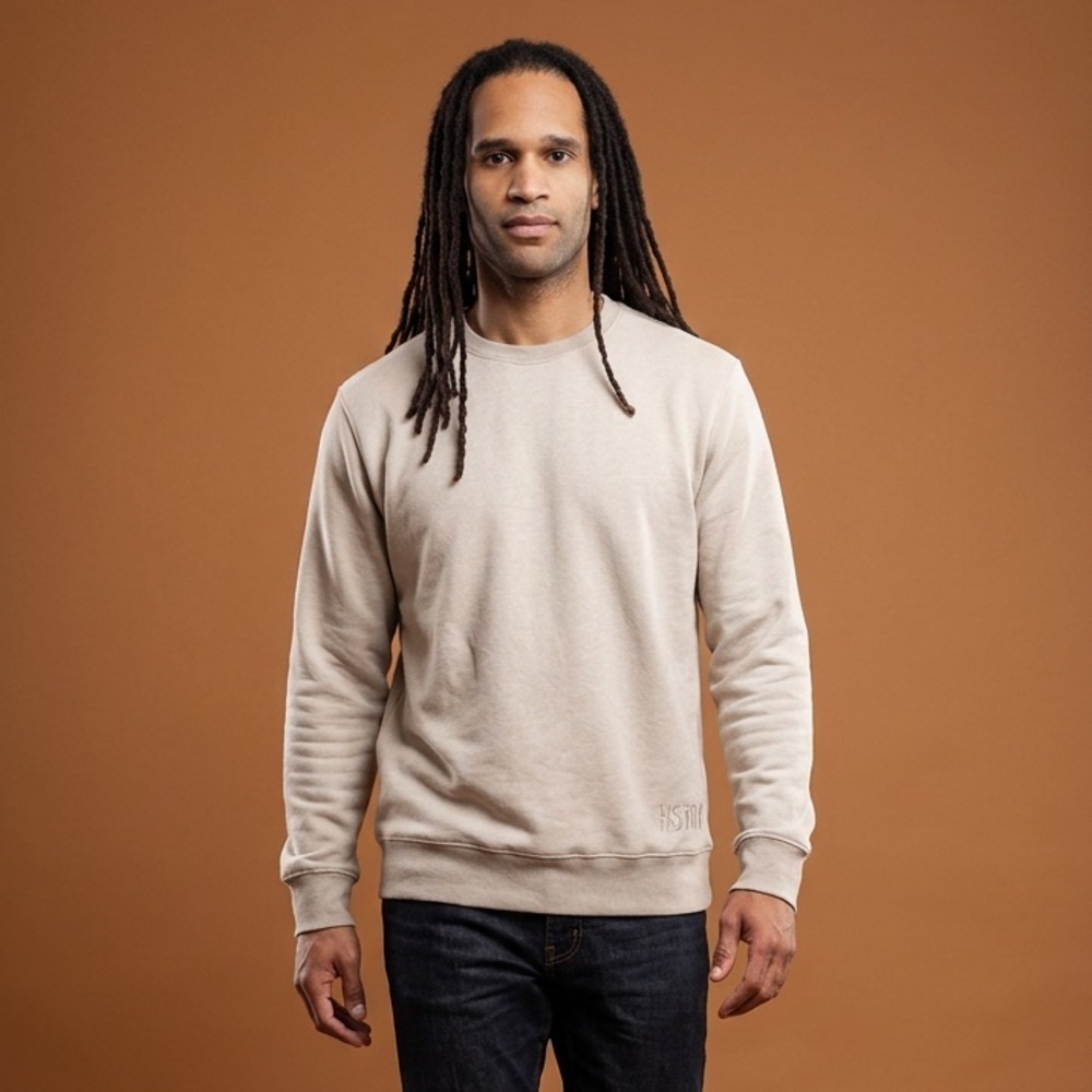 NWT HSTRY By NAS Unisex Sand/Cream Crew Neck Mineral Wash Sweatshirt - Size XXL